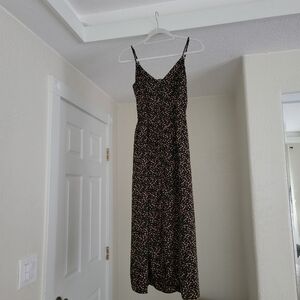 XS Midi Sun Dress, black red flowers